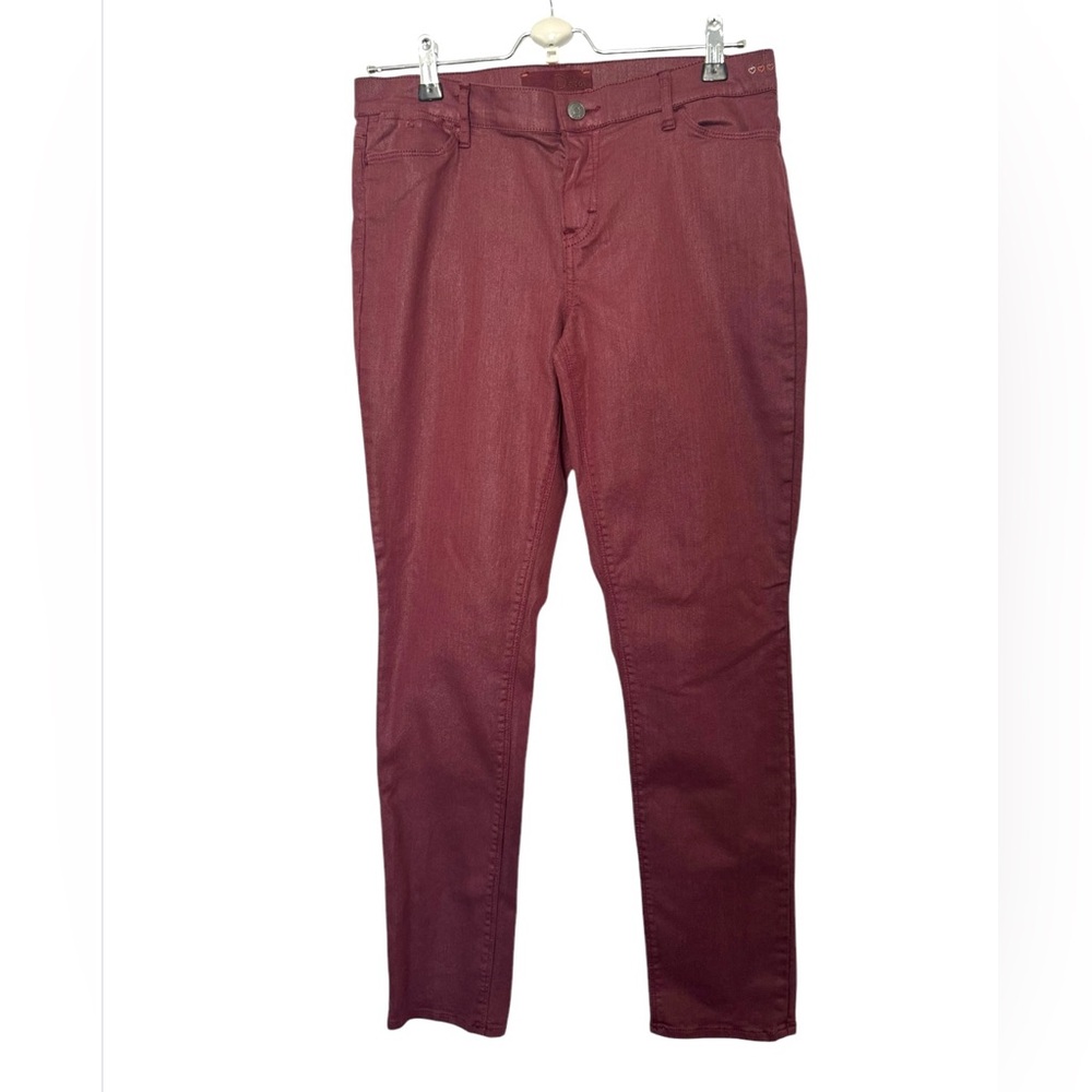Dittos Women’s Skinny Mid-Rise Burgundy Waxed Jeans Size 29